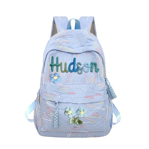 Pekdi Personalized Backpack Embroidered Name Aesthetic Backpack with Cotton Rope Woven Monogram Book Bag with Embroidery Pattern Lightweight Daypack Casual Travel Bag for Sports Dance Gym
