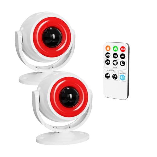 2-Pack Wireless Motion Detector Alarm Indoor for Inside Home,Remote Safety Matter PIR Motion Sensor for Outdoor with Sound Player & Animal Deterrent,Driveway Alert con Sensor de Movimiento Noise Maker