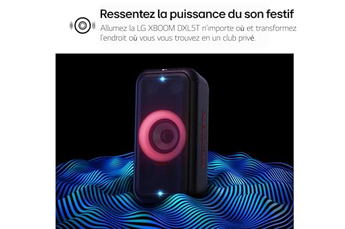 LG xboom Enceinte Bluetooth Puissant PartyBox Karaoke Grosse Enceinte Bluetooth Lumineuse Portable à roulettes Enceinte Bluetooth Portable Exterieur Bluetooth et Application DXL5T - vue 2