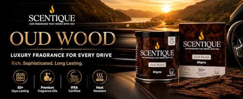 Image of Oud Wood Car Perfume Gel | Premium Luxury Car Fragrance | Long Lasting Car Air Freshener | 50+ Days | IFRA Certified | Cup Holder Design