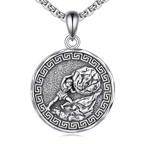 YFN Greek God Necklace Sterling Silver Greek Protector Pendant Religious Jewelry Gifts for Women Men