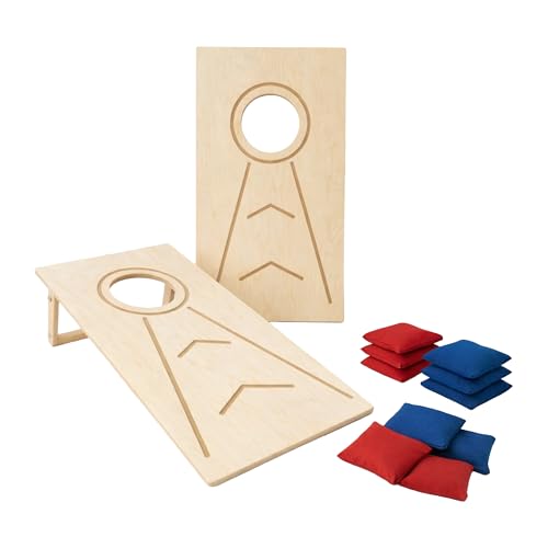 Cornhole Wurfspiel für Outdoor & Indoor – Party- & Strandspiel, Bean Bag Toss/Sackloch Spiel inkl. Wurfsäckchen