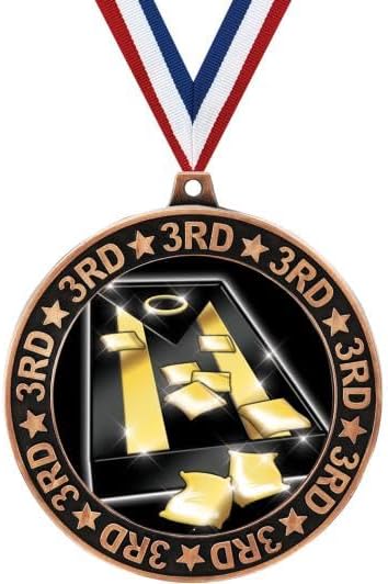 2.5" 3rd Place Cornhole Shadow Medal Award, Bronze Trophy Medal