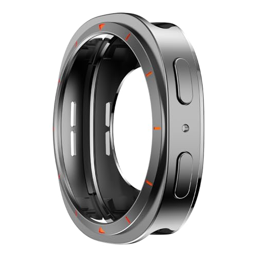 Image of 2 in 1 Metal Rugged Case Compatible with Samsung Galaxy Watch 8 40mm 44mm Shockproof Protect Bumper Case with Back Cover (NO WATCH) (Titanium and Orange,40mm)