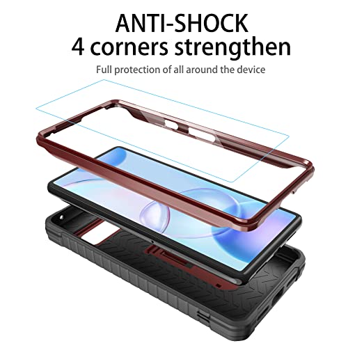 Image of for Google Pixel 7 Case, Military Grade Protection Shockproof Case with Tempered Glass HD Screen Protector and Kickstand Compatible with Google 7 Phone 6.3 Inch (Red)