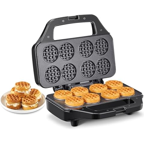 Waffle Maker, Reemix Multi Mini Waffle Iron Bake 8 x 1.8 Inch Small Waffles, Nonstick Waffle Iron with Quick Heat-Up, Simple & Easy Tiny Chaffle Baker for Home & Restaurants, Small Bites for Kids Cover