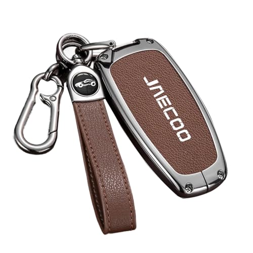 Coque de clé Jaecoo 7 en cuir litchi marron : protection élégante haut de gamme