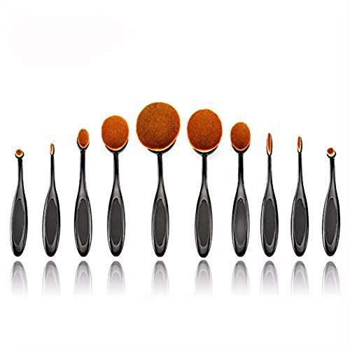 Walant 10 PCS Professional Toothbrush Oval Makeup Brush Sets ,Foundation Brushes Cream Contour Powder Blush Concealer Brush
