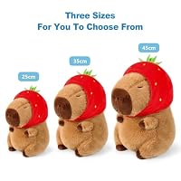 shownicer Plüschtier Capybara Kuscheltier Stofftier Kawaii Capybara Plüsch Kissen Spielzeug Wurfkissen Geschenk für Kinder Mädchen 3+ Jahre (Erdbeere, 25cm) – Ansicht 4