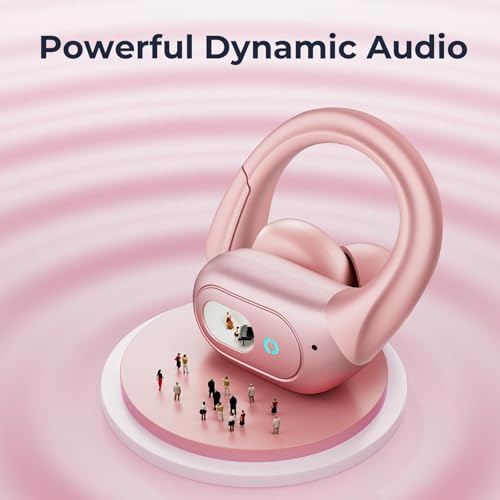 Image of occiam Active Noise Cancelling Earbuds Wireless Bluetooth Headphones Ear Buds 90Hrs Playback Stereo Bass Earphones with Mic Over-Ear Hooks IPX7 Waterproof Headset for Work Sports (Rose Gold)