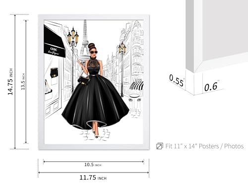 Image of Poster Master Lady in Black Print - Fashion Poster - Paris Designer Art - Modern Wall Design - Chic Gift for Women & Fashionista - Glam Decor for Bedroom or Girl's Room - 11x14 White Framed