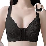 [Allanve] ブラジャー 胸を小さく見せるブラ 【瞬間痩せて見え・驚い安定感・大きいサイズ】 フロントホックブラ 脇高 前開き シームレスブラ 垂れ防止 ナイトブラ ノンワイヤーブラ 締め付けず 通気性 柔らかい