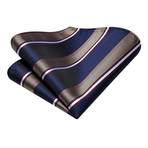 Image of Hi-Tie 70 inches Ties for Men Silk Extra Long Necktie and Pocket Square Cufflinks Set Men Big and Tall Tie Business