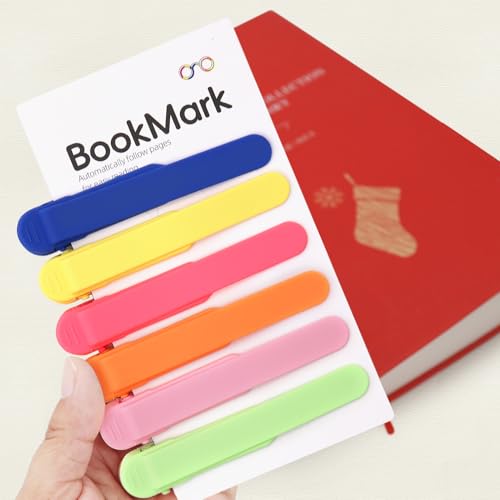 Image of SMUK 6pcs Silicone Automatic Bookmark, Unique Bookmark Page Keeper for Reading Lovers Women Men Kids Teachers, Book Page Holder Markers Clip Book Marks Reading Accessories Gifts