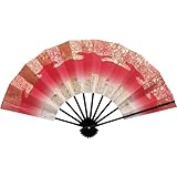 四季の舞 舞扇子 天地雲砂子 9寸5分 黒塗骨 扇子箱入 踊り用 (赤)