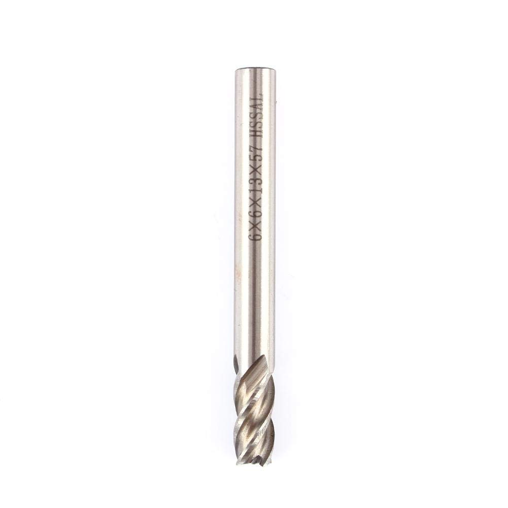 Set di frese 6 mm con 4 scanalature, fresa a codolo cilindrico con punta dritta per ferro acciaio legno, 1 pezzo, 6mm*6mm*13mm*57mm