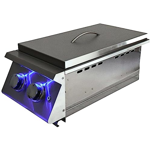 RCS Premier Series Built-in Natural Gas Double Side Burner W/Blue LED Lights - RJCSSBL