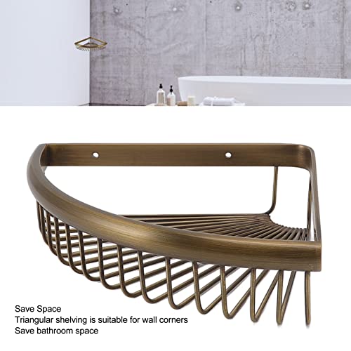 Fockety Retro Brass Corner Shower Caddy, Rust Resistant Wall Mounted Shower Organizer, Space Saver Rack for Bathroom Kitchen - Image 3