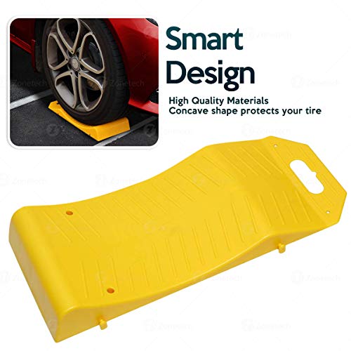 Zone Tech Tire Saver Ramps - Premium Quality Anti- Slip Design Portable Highly Visible Yellow Wheel Rest Vehicle Storage-Flat Spot and Flat Prevention