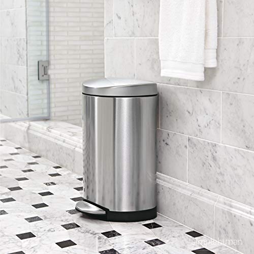 simplehuman Bathroom Step Trash Can 6 Liter / 1.6 Gallon SemiRound