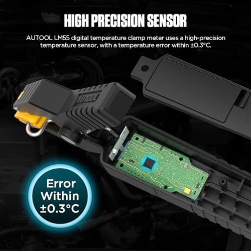 AUTOOL HVAC Digitales Prüfgerät für Temperaturzangen, LM55 Rohrschellenthermometer Sensor-Temperaturschelle für In-Rohr-Messungen Wellenformanzeige mit HD-Hintergrundbeleuchtung