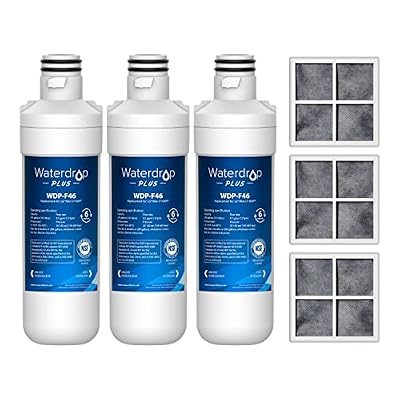Waterdrop Plus LT1000PC ADQ747935 NSF 401 Refrigerator Water Filter and Air Filter, Reduce PFAS, Replacement for LG® LT1000P®, LRFWS2906V, LRMVS3006S, LMWS27626 and LT120F®, 3 Combo (Package May Vary)