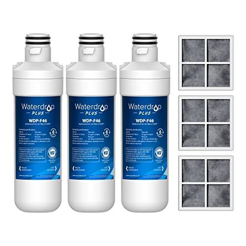 Waterdrop Plus LT1000PC ADQ747935 NSF 401 Refrigerator Water Filter and Air Filter, Reduce PFAS, Replacement for LG® LT1000P®, LRFWS2906V, LRMVS3006S, LMWS27626 and LT120F®, 3 Combo (Package