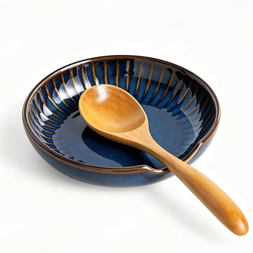 Heat Resistant Ceramic Spoon Rest and Utensil Holder for Hob & Worktop, Dishwasher Safe Kitchen Accessory, Protects Surfaces from Stains