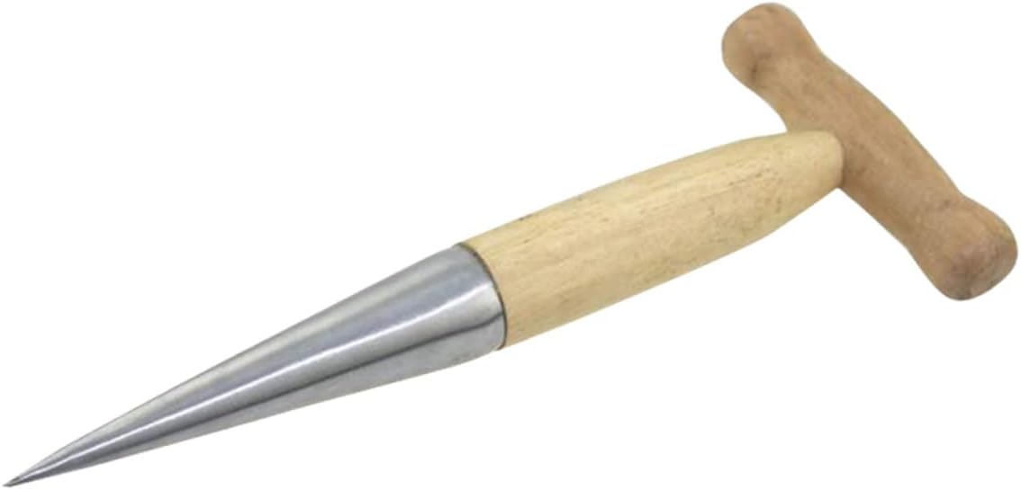ORFOFE Stainless Held Bulb Planter Tool with Wooden Handle for Easy Planting and Cultivation Durable Gardening Dibber for Small Bulbs for Gardeners and Planting Enthusiasts