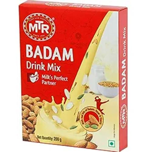 Image of MTR Badam Drink Mix 200g Pack | Multipurpose Drink Mix with Badam & Cardamom | Makes Badam Drink, Badam Kulfi and Badam Sweets | Drink or Eat