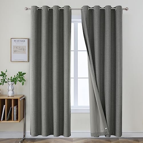 Joydeco Grey Blackout Curtains 96 Inches Long, Gray 95 Inch