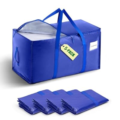 5-Pack Moving Bags with Carrying Handles and Zi...