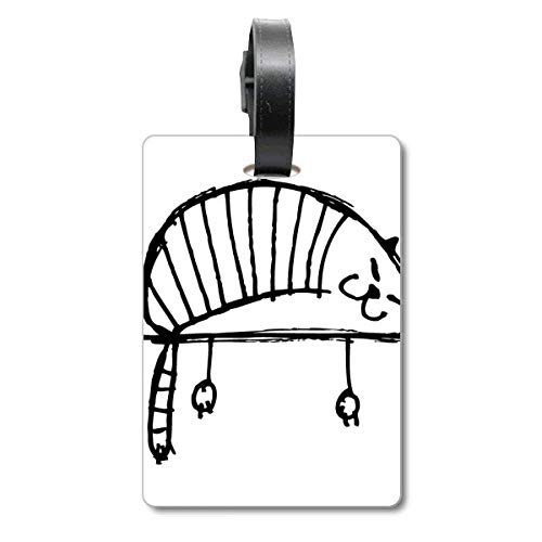 Étiquette de valise chat allongé Lazy Stripe pour éviter les pertes