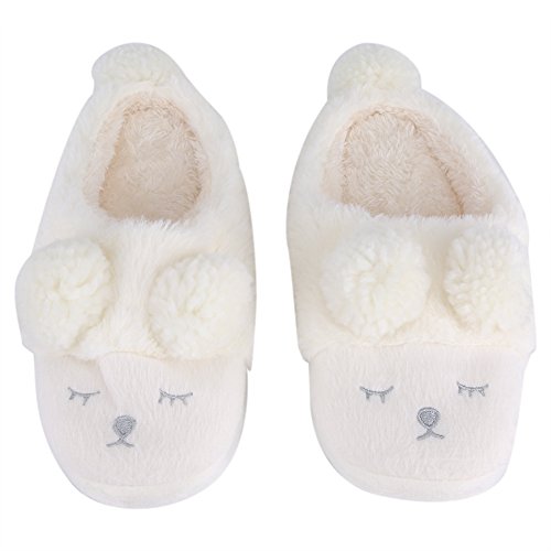 Zoternen - Pantuflas de invierno con cabeza de animal - Zapatillas de peluche - Polar para pareja (38 - 39-blanco)