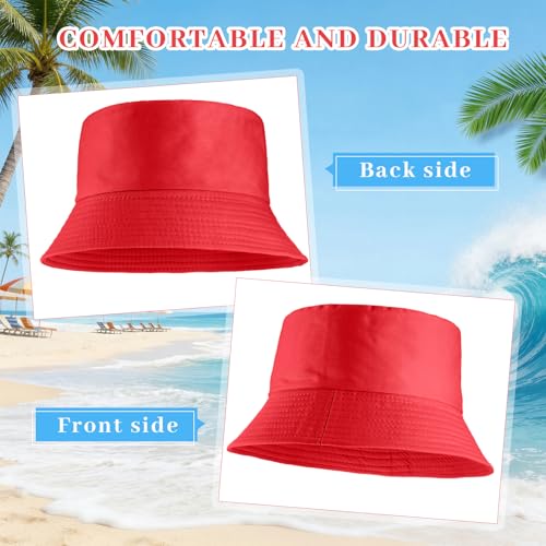 Image of 36 /24 /12 Pcs Bucket Hats for Men Women Bulk Cotton Fishing Cap UV Protection Beach Foldable Solid Color Sun Cap