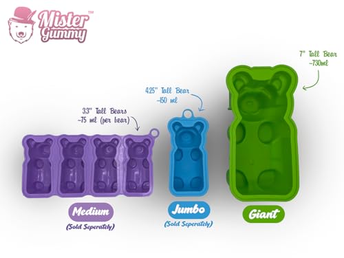 DIY Giant Gummy Bear Mold by Mister Gummy | PREMIUM Quality Silicone + 2 RECIPES and 5 GIFT BAGS Included | Make BIG Bear Treats! (Gummy, Cakes, Breads, Chocolates, and More) (Red) - Image 10