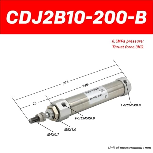 Vérin pneumatique double effet CDJ2B16 de 16mm de diamètre - 3