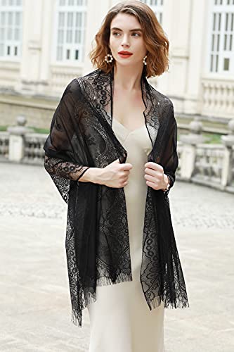 Floral dentelle mesh echarpes légères et ajourées pour tenue chic