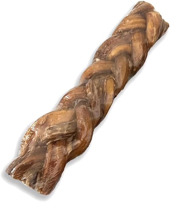 Natural Dog Treats - Single-Ingredient - 100% digestible (Pack of 20, 9" Braided Bully Sticks)