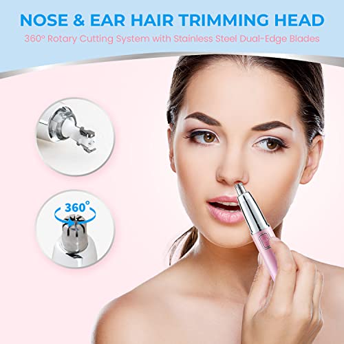 Kaphio Eyebrow Trimmer For Women, 2 In 1 Electric Eyebrow Razor For Women And Nose Hair Trimmer For Women With Led Light For Instant And Painless Hair Removal #TOP4