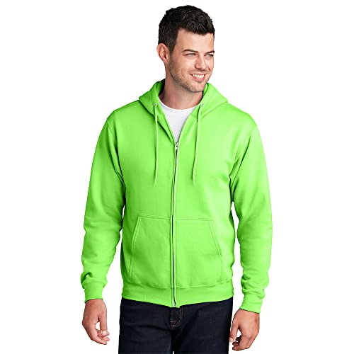 Port & Company - Core Fleece Full-Zip Hooded Sweatshirt L Neon Green