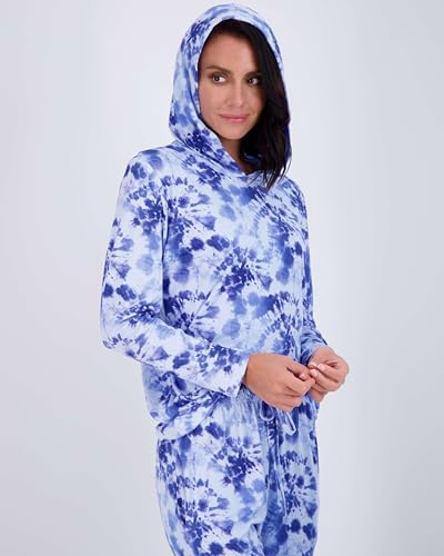 Image of Real Essentials 2 Pack: Women's Soft Long Sleeve Sleep Set - Comfortable Lounge Pull Over Hoodie and Henley Jogger