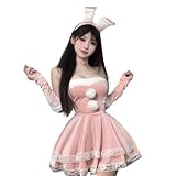 [SDSXZWG] クリスマス フード レディース 超かわいい ワンピース セクシー サンタ ミニワンピ 衣装 コスプレ サンタクロース コスチューム 舞台 新年会 文化祭 人気 お歳暮ギフト (ピンク, M)