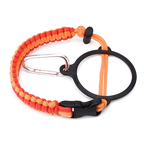 Hydro Cell Wide Mouth Paracord Handle - Strap Carrier With Safety Ring And Carabiner. Compatible With 14, 18, 24, 32, 40, And 64 Oz Stainless Steel Water Bottles (Red/Orange) #TOP1