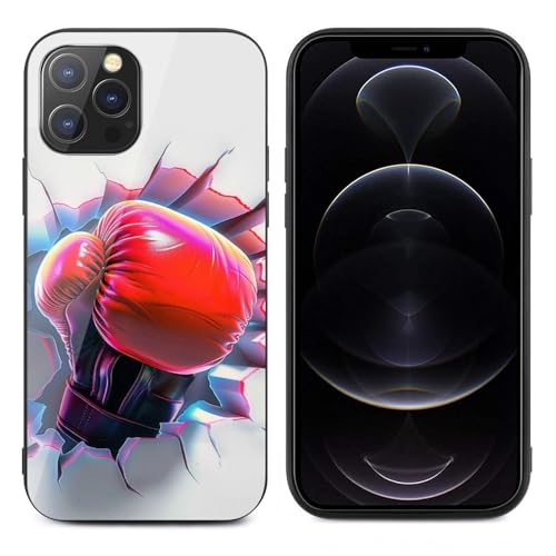 CRIVOTA - CRIVOTA Coque pour iPhone 12Pro Max - Nouveau Design Gant de Boxe, Dos en Verre + Coque Intérieure TPU, Découpes Précises, Testé Selon Les Normes Militaires, Ultra-Fin, pour Hommes Femmes