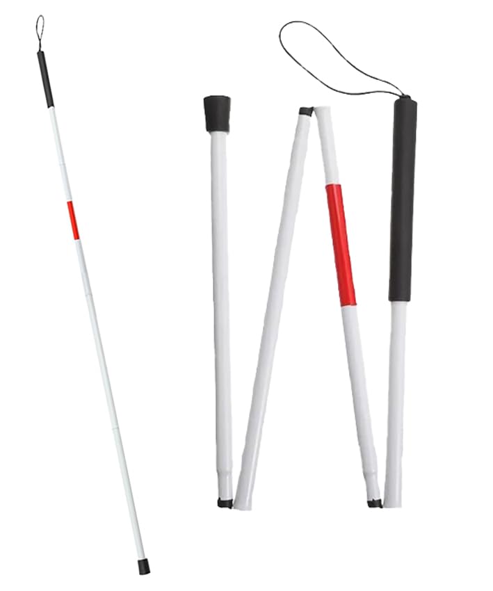 PAXMAX Folding Blind Cane Reflective Red Folding Walking Stick for Vision Impaired and Blind People