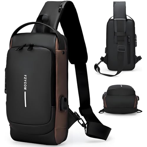 FZYCOM Bolso Hombre Bandolera, Sling Crossbody Bag, Bolsos de Mano & Hombres, Mochila Bandolera, Bolso Hombre para Teléfonos, Tableta, Banco de Poder, Llaves, Gafas, Tarjetas de Crédito