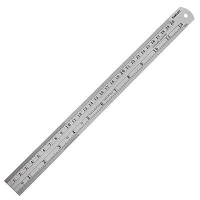 Stainless Steel 12 Inch Ruler Kit with Conversion Table and Metric Straight Edge