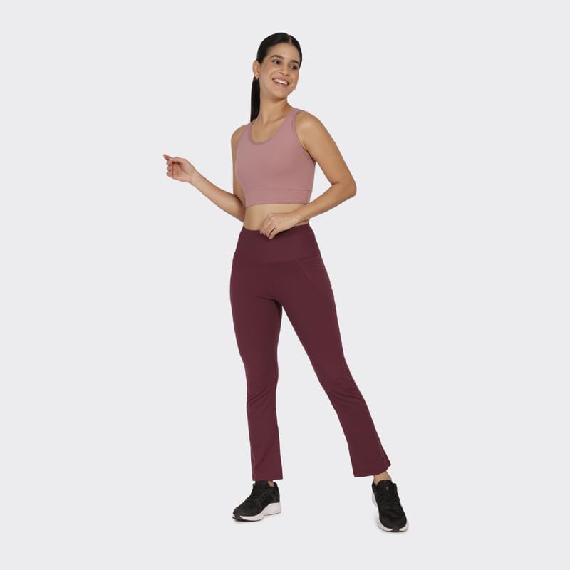 Image of Blissclub Ultimate Flare Pants for Women Above 5'5 ft Tall | Ribbed Waistband, 4 Pockets | High Waist Trousers and Formal Pants for Office wear