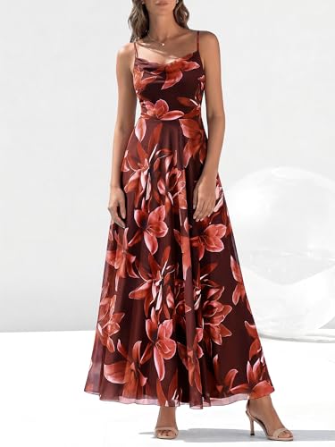 Image of BTFBM Women Summer Maxi Dresses Elegant Wedding Guest Dress | Cowl Neck,Spaghetti Strap,Mesh,Floral,A-Line,Flowy,Party,Cocktail,Homecoming,Graduation,Sundress,Prom,Beach Long Dresses